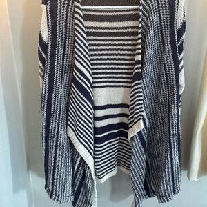 Lucky Brand Navy and White Striped Cardigan